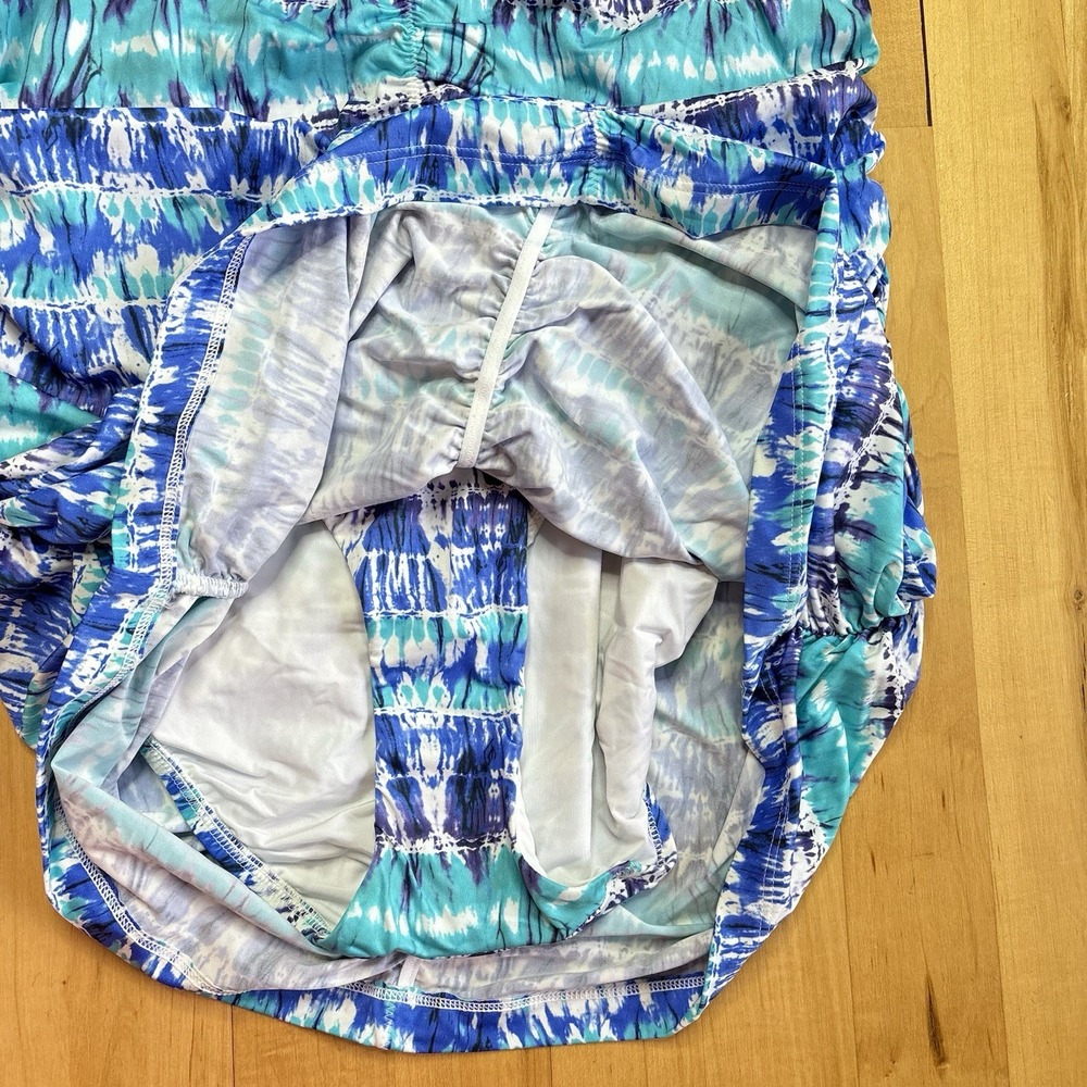 A.CHE Swimsuit 16 D/DD Bra Underwire Tie Dye Blue One Piece Dress Bathingsuit - Picture 2 of 9